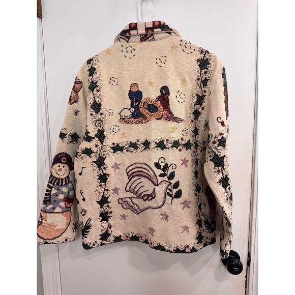 Vintage Keren Hart Tapestry Christmas Holiday Sweater Jacket - Picture 2 of 6